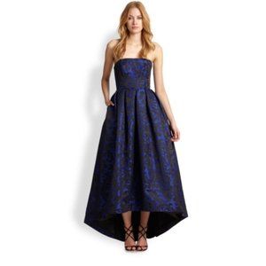 ML Monique Lhuillier | Strapless Hi Low Jacquard Floral Dress - Size 6